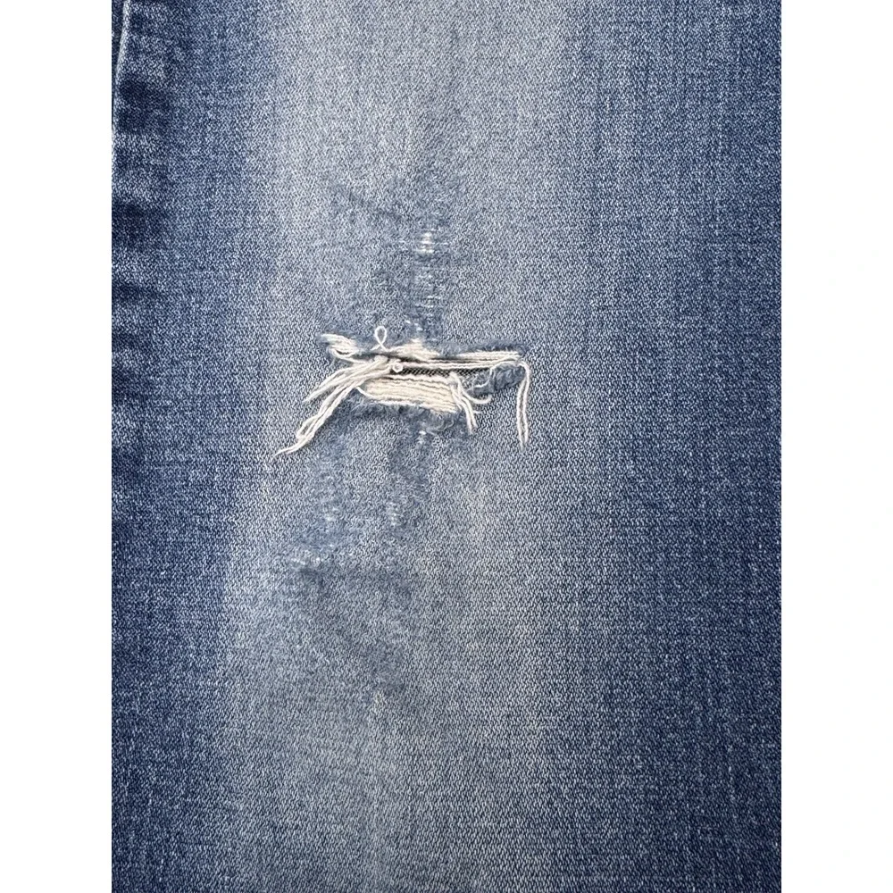 Wrangler Slim Straight Jeans Mens 33x32 Distressed Blue Stretch Denim